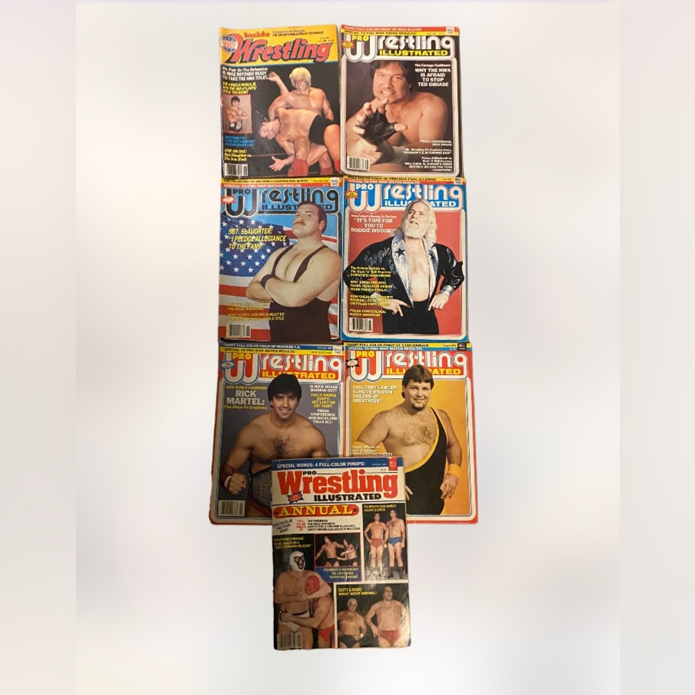 VTG 1980s pro wrestling magazine bundle lot of 7 rick flair hulk hogan WWF